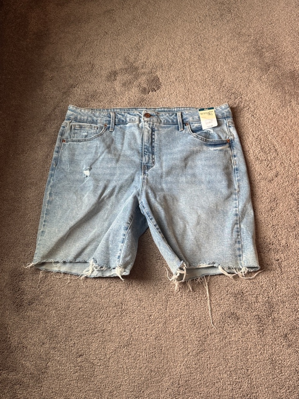 Terra & Sky Plus Distressed Denim Bermuda Cut Off Shorts SIZE 20W NWT